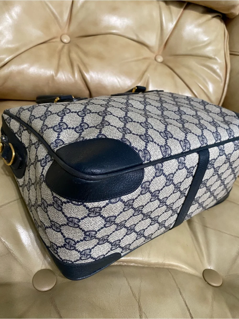 LKNW Vintage Gucci Large Satchel Bag GG Monogram Authentic Business Tote COA
